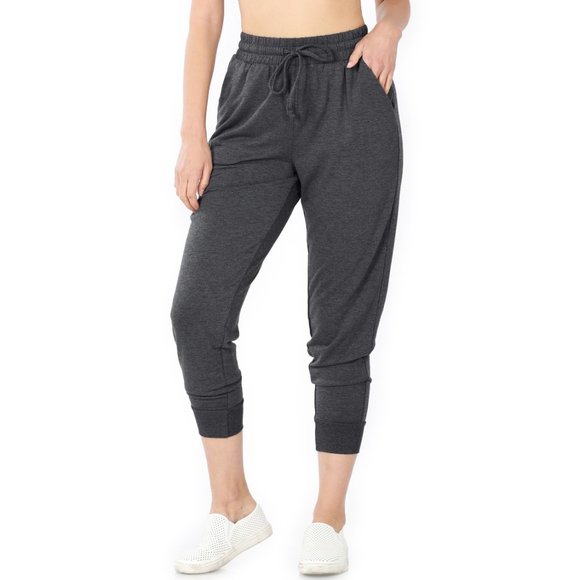 French Terry relaxed fit joggers with pockets - charcoal color - Picture 3 of 5